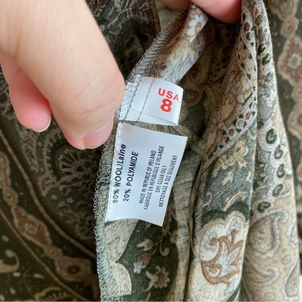 Vintage Aquascutum Paisley Patchwork Earthy Tone Wool blend Sheer Tunic Top 8 - Picture 7 of 7